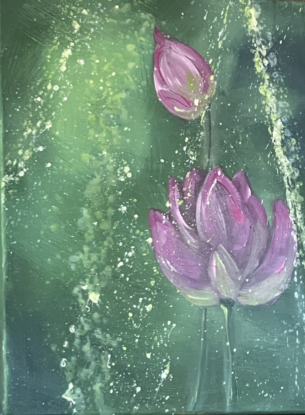 Lotus im Grünen — Gemälde von Ellen Hermes