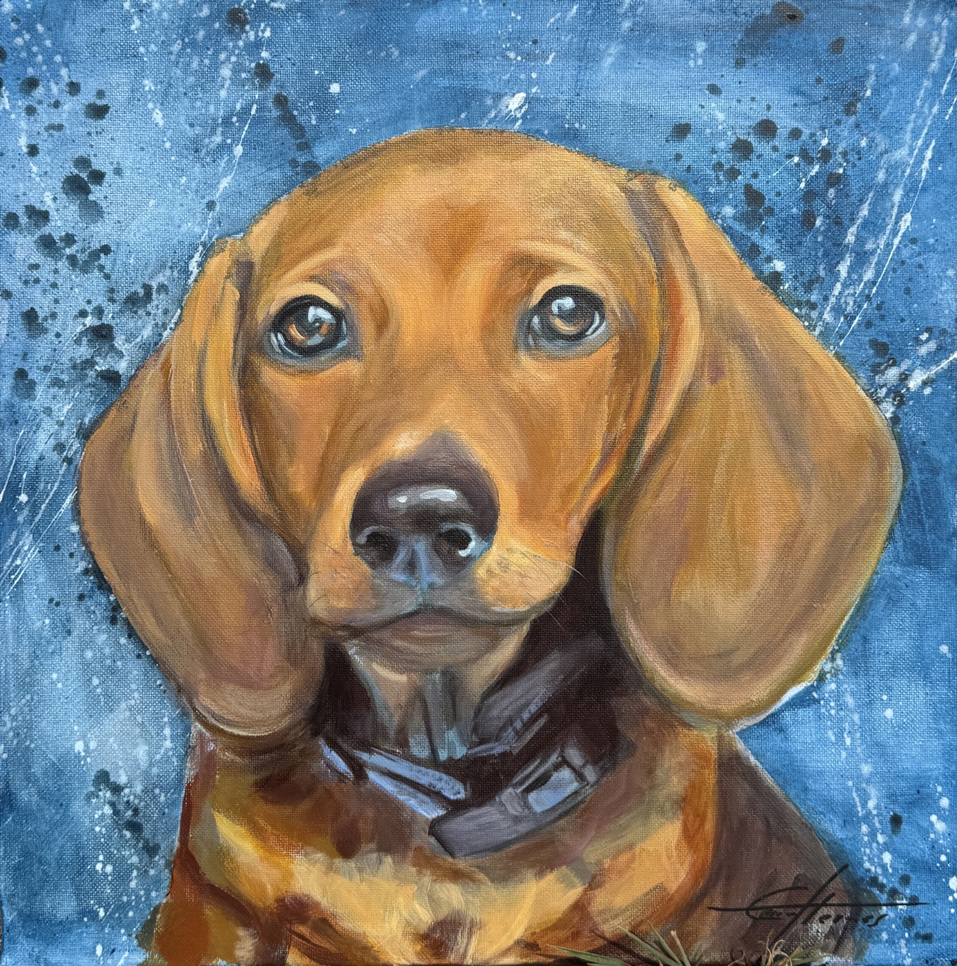 Dackel „Michel", Acryl-Portrait von Ellen Hermes