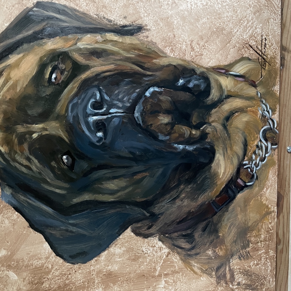Mastiff „Hera", Öl-Portrait von Ellen Hermes