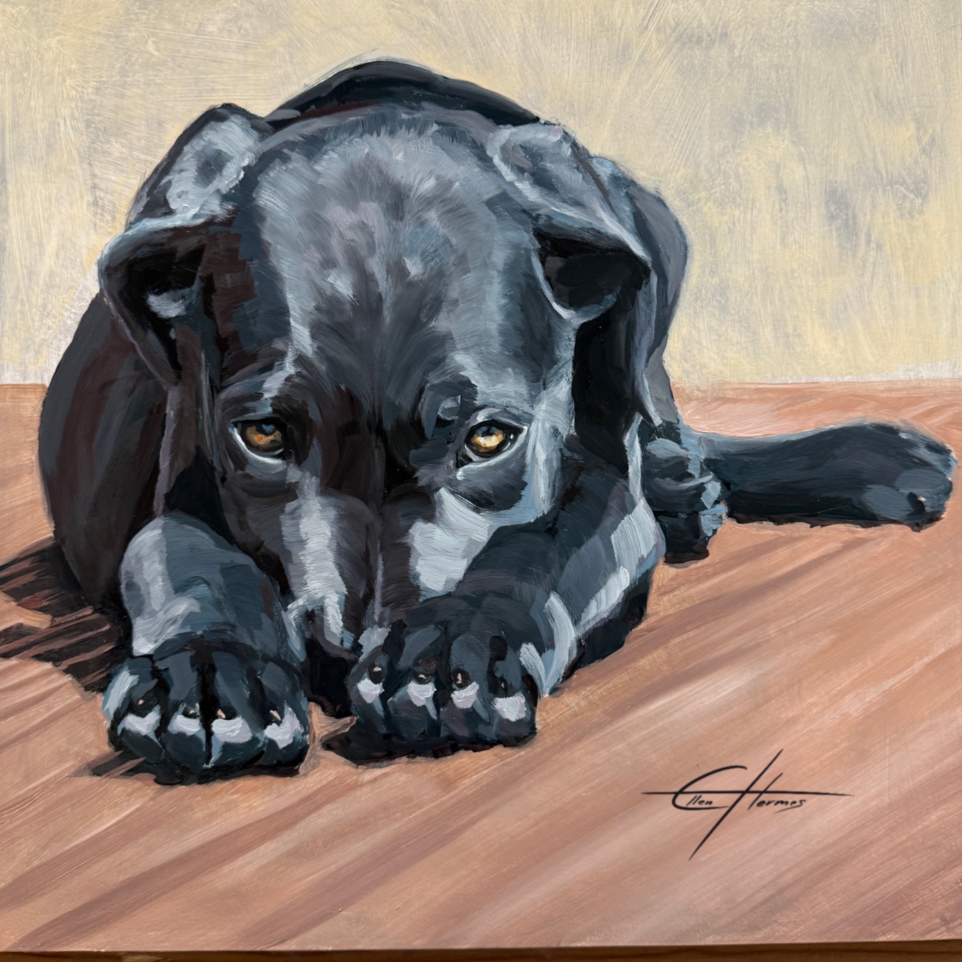 Labrador-Portrait in Öl von Ellen Hermes
