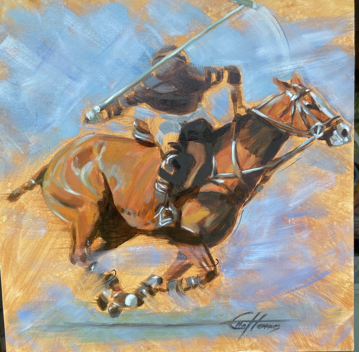 Polopferd, Öl-Portrait von Ellen Hermes